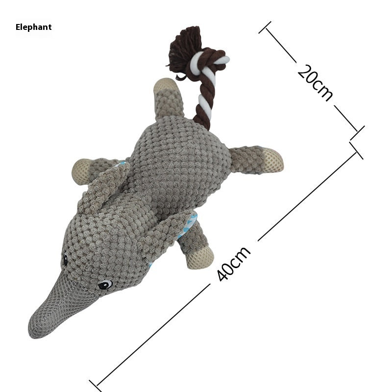 HKM-7552829 Interactive Plush Dog Toy for Molar Teeth Cleaning - Long Lion, Elephant, Wolf, Monkey, Rhinoceros & More