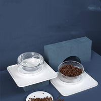 HKM-7553341 Anti-Spill and Anti-Tip Pet Bowl with Inclined Design - 440ML Water & 400ML Food Bowls