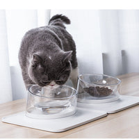 HKM-7553341 Anti-Spill and Anti-Tip Pet Bowl with Inclined Design - 440ML Water & 400ML Food Bowls