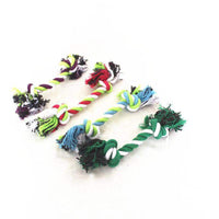 HKM-7553981 Cotton Rope Knot Dog Toy - Double-Section Durable Chew Plaything in Random Colors