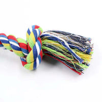 HKM-7553981 Cotton Rope Knot Dog Toy - Double-Section Durable Chew Plaything in Random Colors