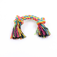 HKM-7553981 Cotton Rope Knot Dog Toy - Double-Section Durable Chew Plaything in Random Colors