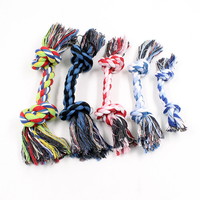 HKM-7553981 Cotton Rope Knot Dog Toy - Double-Section Durable Chew Plaything in Random Colors