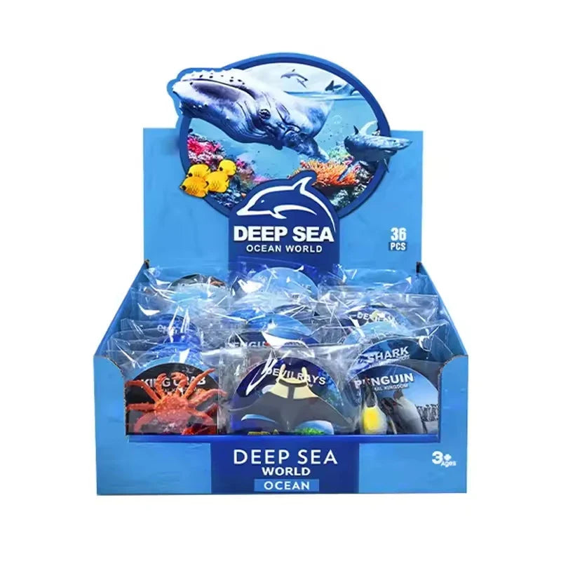 HKM-755411 Assorted Mini Plastic Ocean Animals Figures - 36Pcs Sea Creatures Toy Set for Ages 4 and Up
