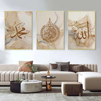HKM-755603 Gold Marble Abstract Canvas Wall Art for Modern Home Decor