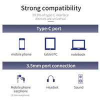 HKM-755667 Type C Male to 3.5mm Female Headphone Stereo Audio Y Splitter Adapter Cable