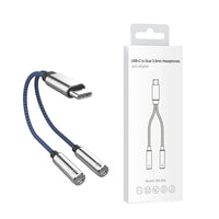 HKM-755667 Type C Male to 3.5mm Female Headphone Stereo Audio Y Splitter Adapter Cable