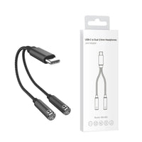 HKM-755667 Type C Male to 3.5mm Female Headphone Stereo Audio Y Splitter Adapter Cable