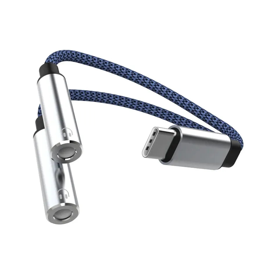 HKM-755667 Type C Male to 3.5mm Female Headphone Stereo Audio Y Splitter Adapter Cable