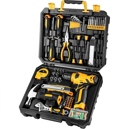 HKM-755795 126-Piece Home Tool Kit with Multi-Function Screwdriver and Storage Box for Household Repairs