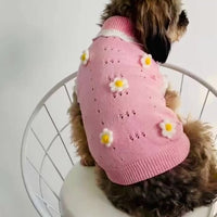 HKM-7558589 Cozy Flower Blossom Sweater for Dogs and Cats - Autumn & Winter Pet Wear