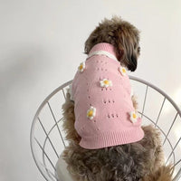 HKM-7558589 Cozy Flower Blossom Sweater for Dogs and Cats - Autumn & Winter Pet Wear