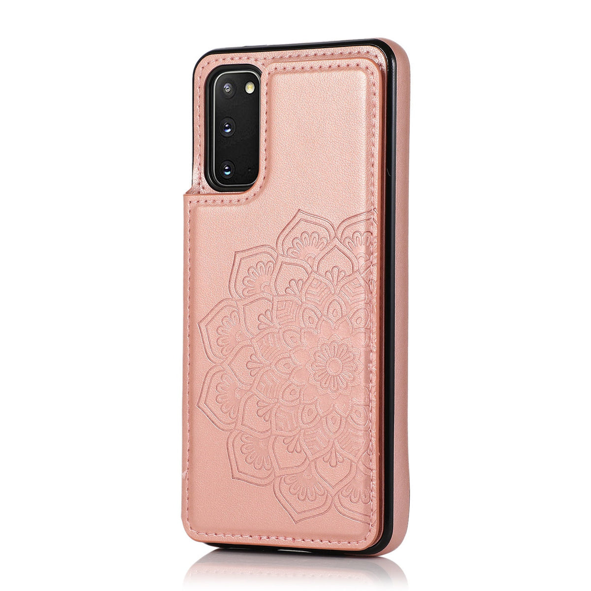 HKM-755859 Double Buckle Floral Embossed Wallet Phone Case for Various Models