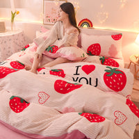 HKM-755923 Coral Velvet Flannel Bedding Set - Available in Various Designs and Sizes