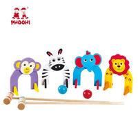 HKM-756051 Kids Wooden Animal Croquet Set for Outdoor Play