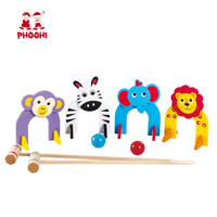 HKM-756051 Kids Wooden Animal Croquet Set for Outdoor Play