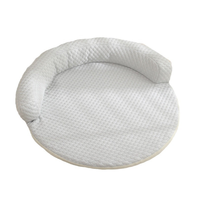 HKM-7560765 Cool Summer Breathable Pet Mat - Available in Round Blue, Beige, Pink, Green, and Gray (50CM to 110CM)