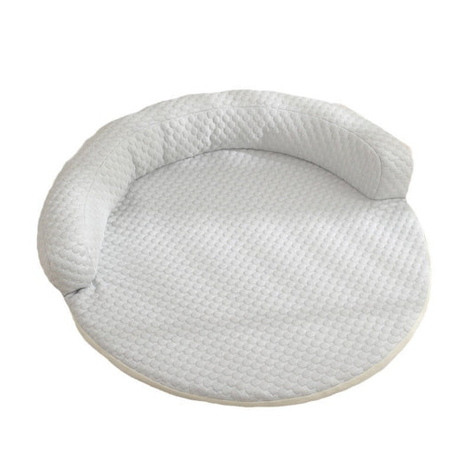 HKM-7560765 Cool Summer Breathable Pet Mat - Available in Round Blue, Beige, Pink, Green, and Gray (50CM to 110CM)