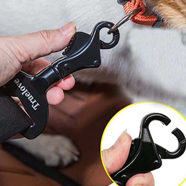 HKM-7561533 Pet Safety Buckle for Car - Aluminum Holder, Sturdy and Easy to Use, Black, 12.5x7x1.5cm