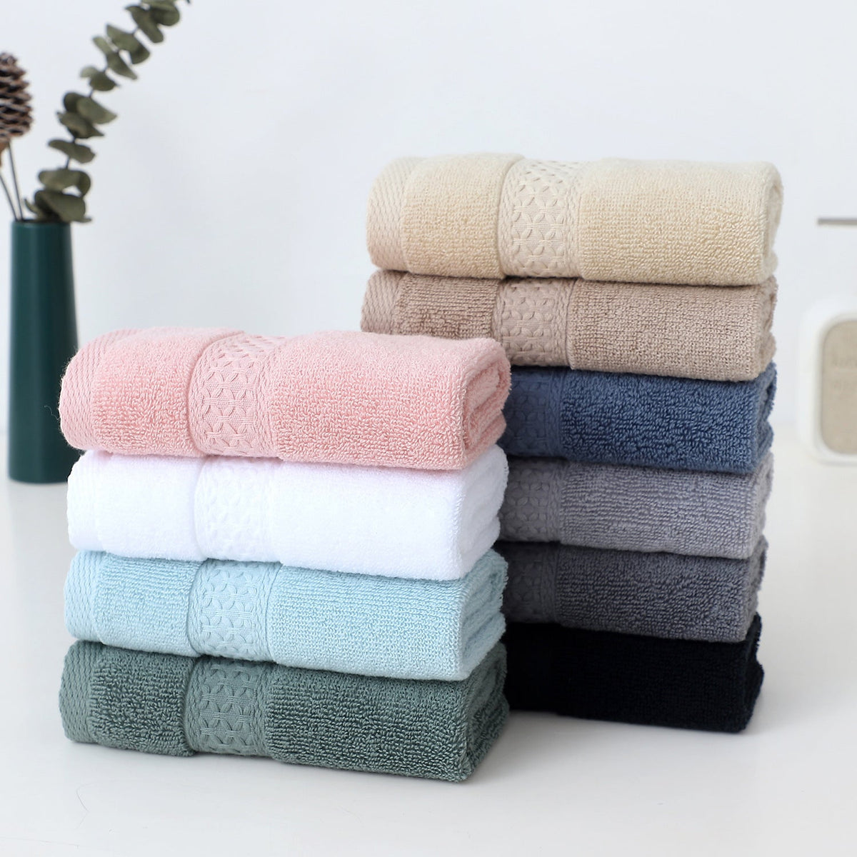HKM-756179 Soft and Absorbent Pure Cotton Hand Towels in Various Colors and Sizes