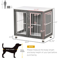HKM-7562557 Two-in-One Dog Crate and End Table for Small to Medium Pets, Stylish Wooden Design with Lockable Door and Ventilated Windows