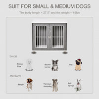 HKM-7562557 Two-in-One Dog Crate and End Table for Small to Medium Pets, Stylish Wooden Design with Lockable Door and Ventilated Windows