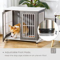 HKM-7562557 Two-in-One Dog Crate and End Table for Small to Medium Pets, Stylish Wooden Design with Lockable Door and Ventilated Windows