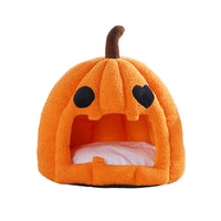 HKM-7562941 Cozy Pumpkin-Shaped Semi-Enclosed Pet Bed for Cats and Dogs