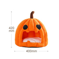 HKM-7562941 Cozy Pumpkin-Shaped Semi-Enclosed Pet Bed for Cats and Dogs