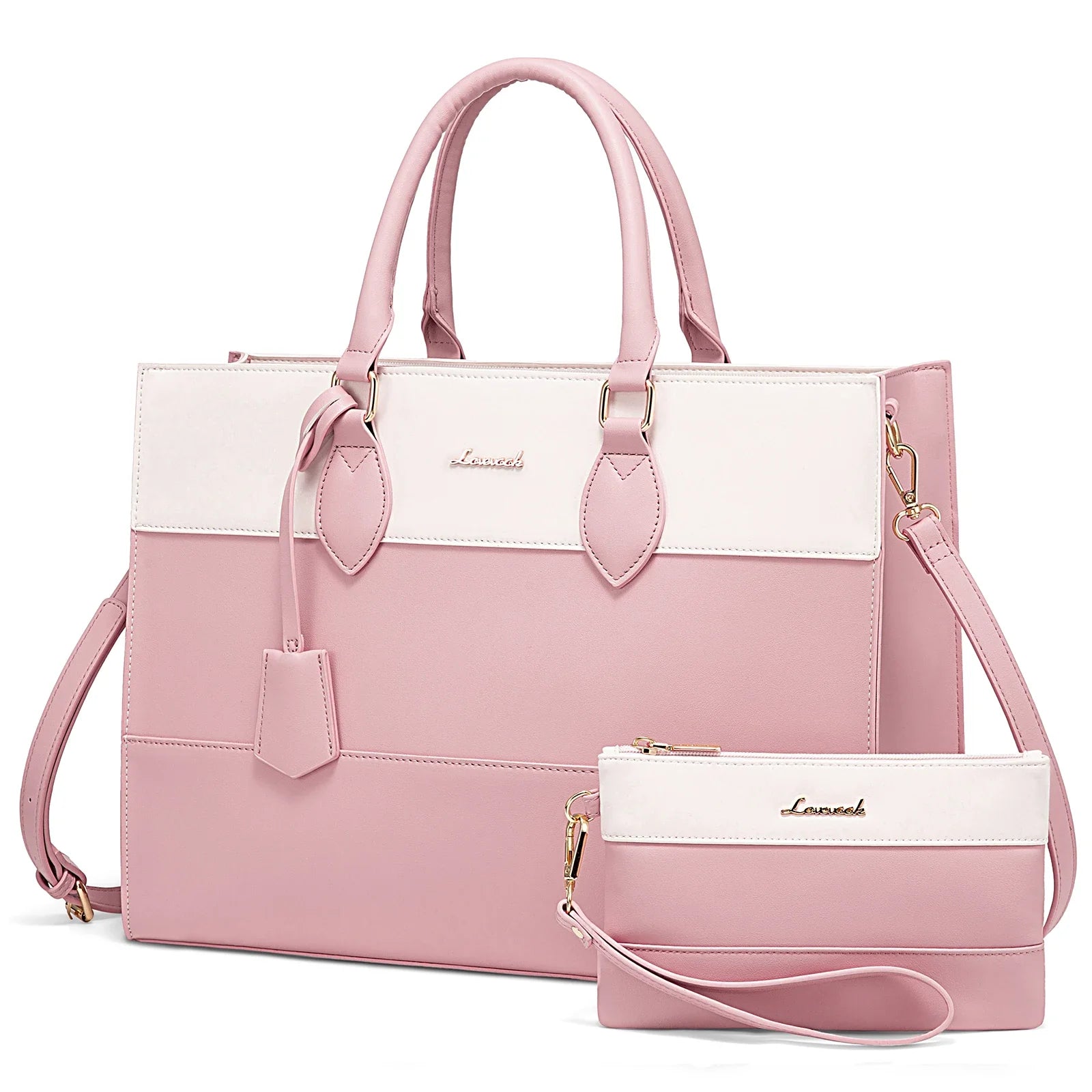 HKM-756307 Stylish Women's 15.6 Inch Laptop Tote Bag with Clutch Purse for Office and Work