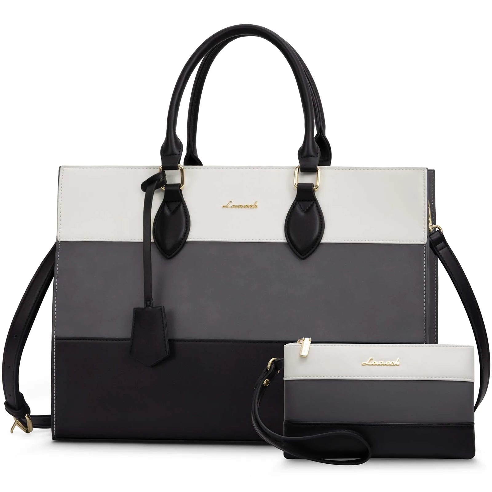HKM-756307 Stylish Women's 15.6 Inch Laptop Tote Bag with Clutch Purse for Office and Work