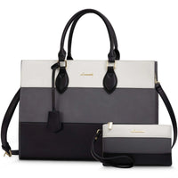 HKM-756307 Stylish Women's 15.6 Inch Laptop Tote Bag with Clutch Purse for Office and Work