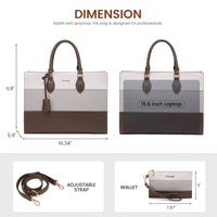 HKM-756307 Stylish Women's 15.6 Inch Laptop Tote Bag with Clutch Purse for Office and Work