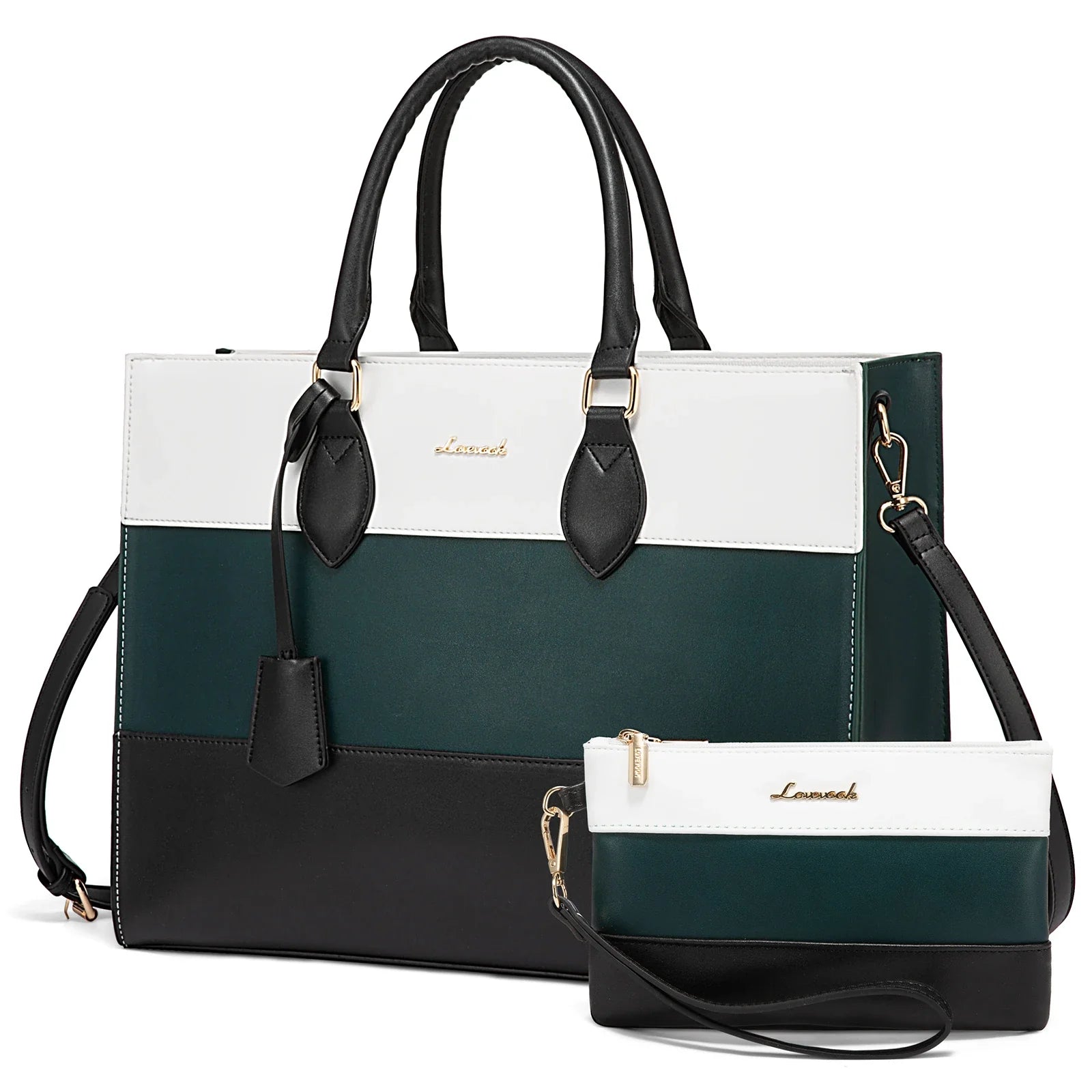 HKM-756307 Stylish Women's 15.6 Inch Laptop Tote Bag with Clutch Purse for Office and Work