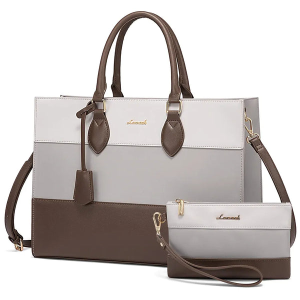 HKM-756307 Stylish Women's 15.6 Inch Laptop Tote Bag with Clutch Purse for Office and Work