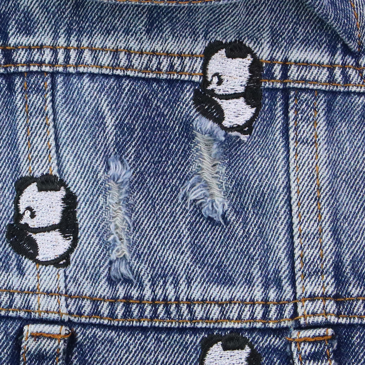 HKM-7563453 Ripped Panda Embroidered Denim Vest for Dogs in Various Sizes