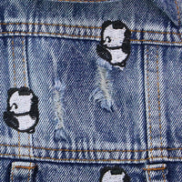 HKM-7563453 Ripped Panda Embroidered Denim Vest for Dogs in Various Sizes
