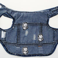 HKM-7563453 Ripped Panda Embroidered Denim Vest for Dogs in Various Sizes