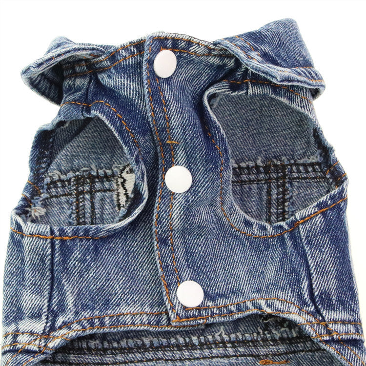 HKM-7563453 Ripped Panda Embroidered Denim Vest for Dogs in Various Sizes