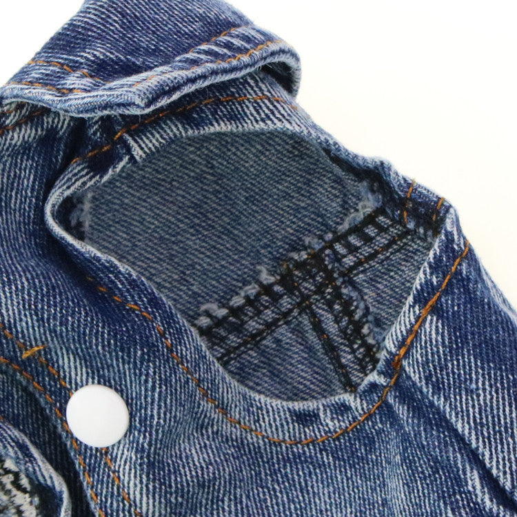 HKM-7563453 Ripped Panda Embroidered Denim Vest for Dogs in Various Sizes