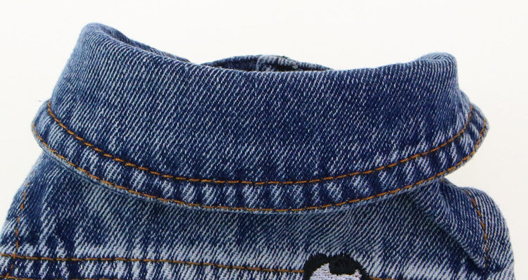 HKM-7563453 Ripped Panda Embroidered Denim Vest for Dogs in Various Sizes