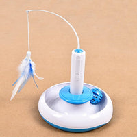 HKM-756563 Interactive 360-Degree Rotating Turntable Toy for Cats with Feather Replenishment