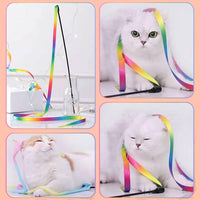 HKM-7566141 Interactive Cat Teaser Wand with Colorful Ribbon for Engaging Playtime and Exercise