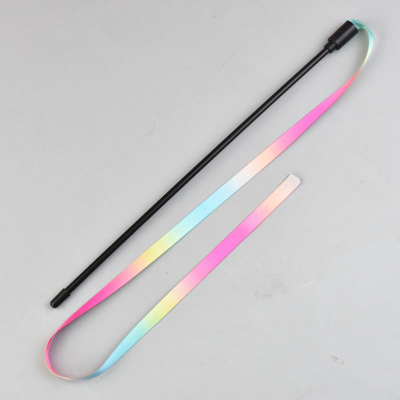 HKM-7566141 Interactive Cat Teaser Wand with Colorful Ribbon for Engaging Playtime and Exercise
