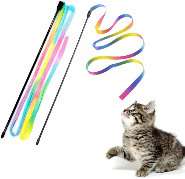 HKM-7566141 Interactive Cat Teaser Wand with Colorful Ribbon for Engaging Playtime and Exercise