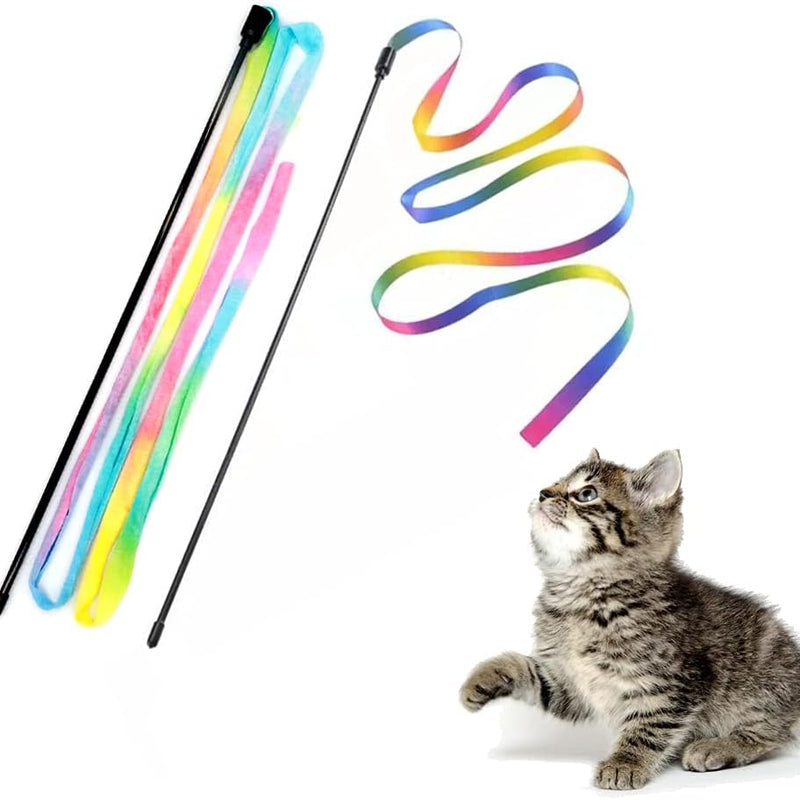 HKM-7566141 Interactive Cat Teaser Wand with Colorful Ribbon for Engaging Playtime and Exercise