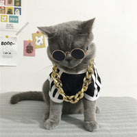HKM-7566653 Plastic Gold and Platinum Big Chain Necklace for Pets - S, M, L Sizes Available