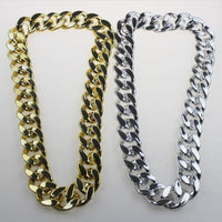 HKM-7566653 Plastic Gold and Platinum Big Chain Necklace for Pets - S, M, L Sizes Available