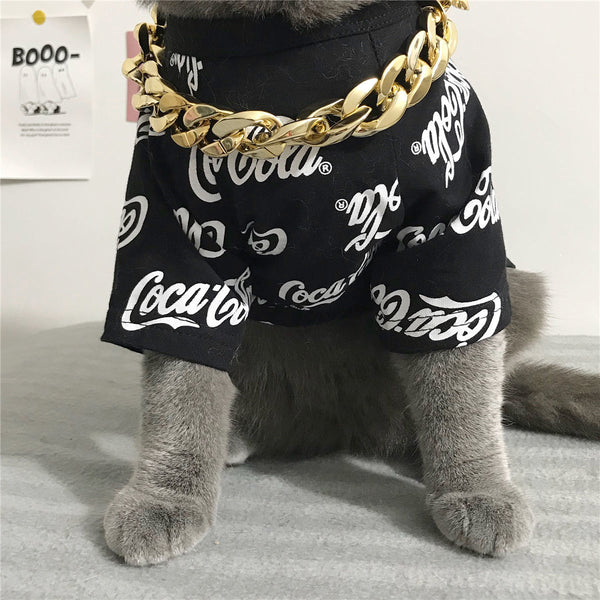 HKM-7566653 Plastic Gold and Platinum Big Chain Necklace for Pets - S, M, L Sizes Available