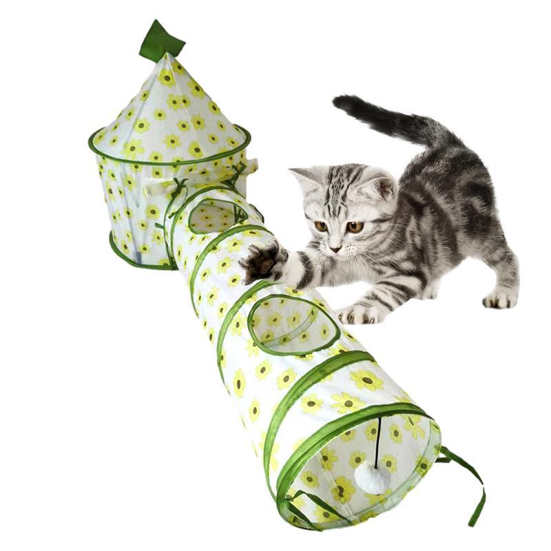 HKM-756755 Interactive Cat Play Tunnel with Foldable Design and Removable Tunnels for Indoor and Outdoor Fun
